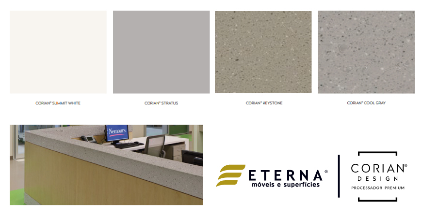 Paleta regional de cores Corian® Solid Surface.